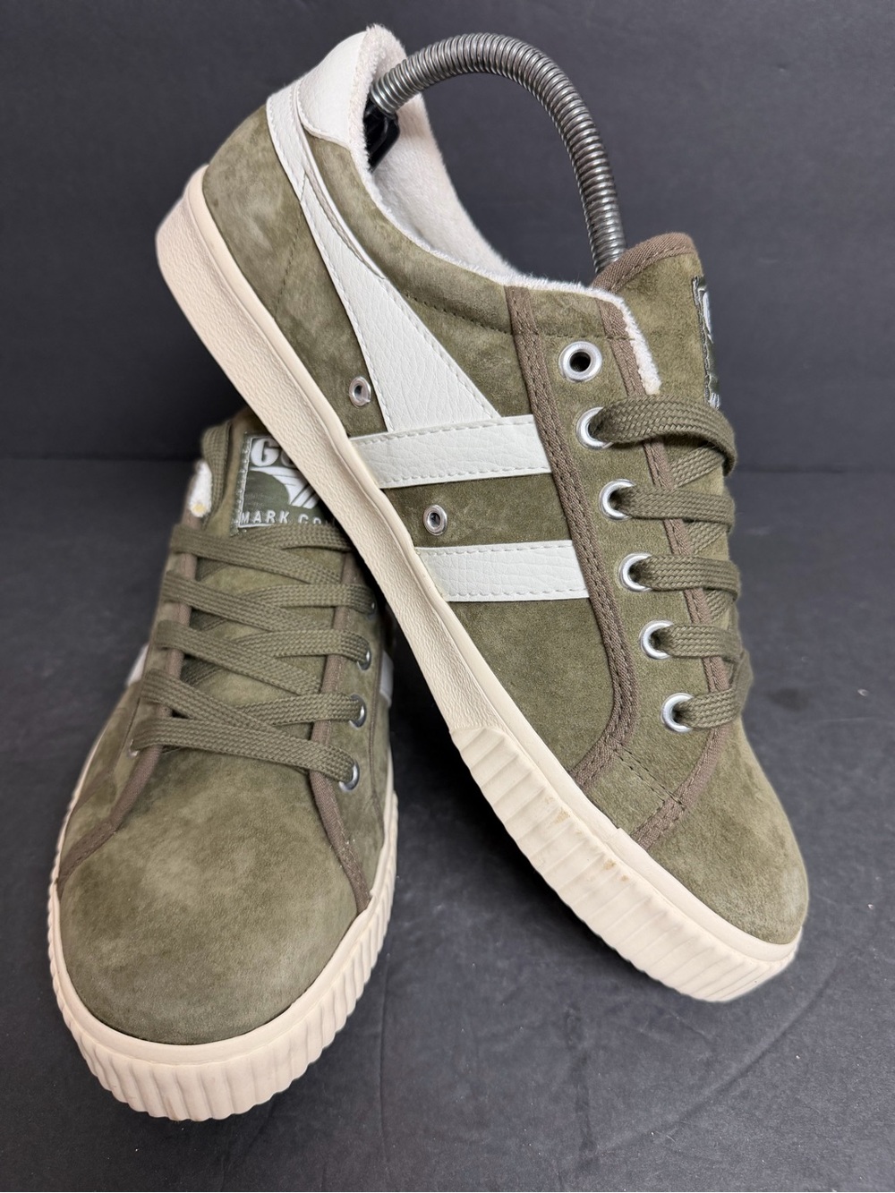 NEW Gola Women's Mark Cox Lace-Up Sneakers Off-White/Khaki SIZE 10 - Picture 2 of 13